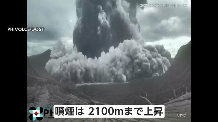 7分後の噴火では噴煙は2100メートルにも