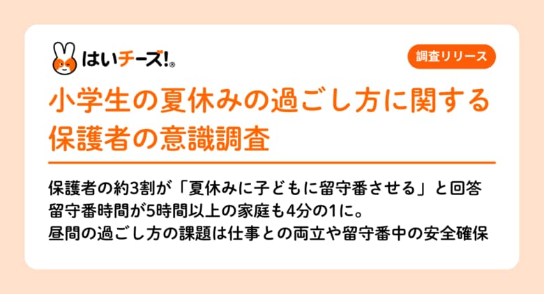 【小学生の夏休みの過ごし方に関する保護者の意識調査】