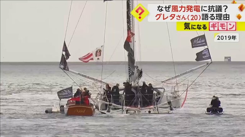 温室効果ガス排出を懸念し、ヨットで移動するグレタさん