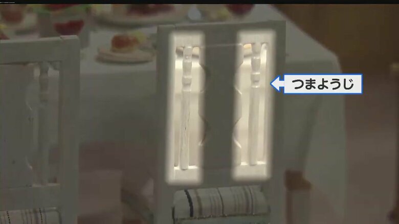 いすの背もたれはつまようじで再現されている