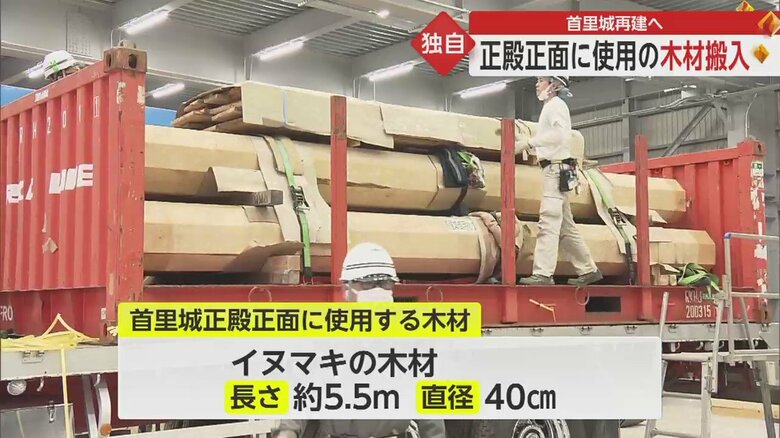 熊本から、7本の木材が運ばれた