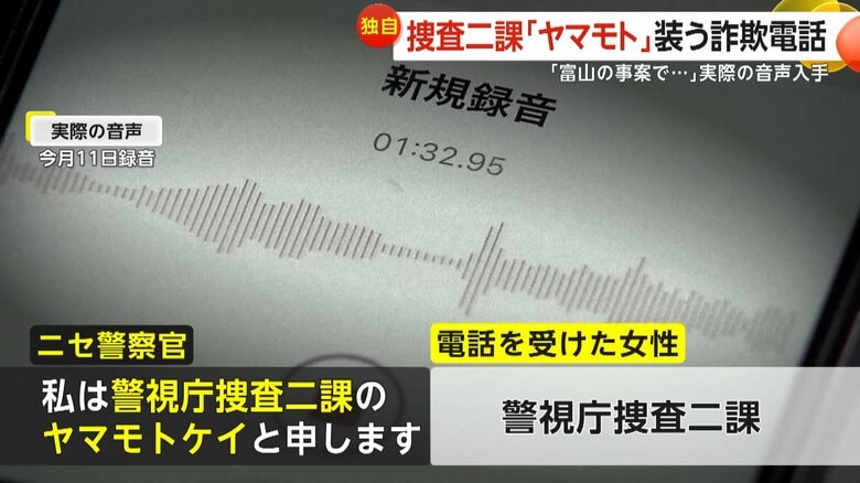 警視庁捜査二課の捜査員「ヤマモト慶」を名乗る人物とのやりとり