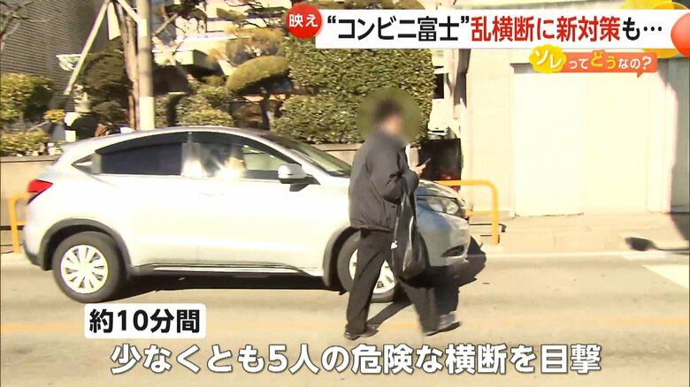 車道を横断する人