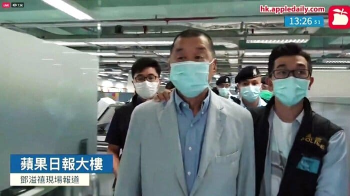 「リンゴ日報」の創業者、黎智英氏も逮捕