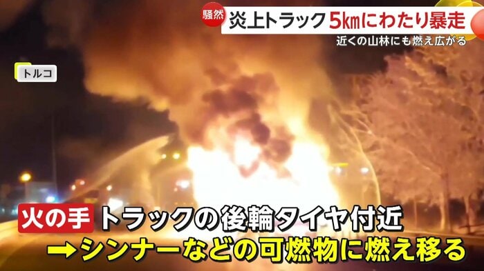 トラックを消火する様子(IHA)