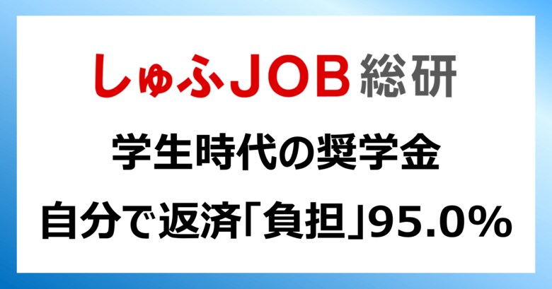 学生時代の奨学金、自分で返済するとしたら「負担」95.0%