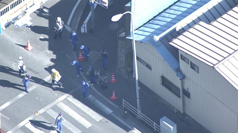 事故が起きた現場(午前10時半ごろ 茨城・古河市)