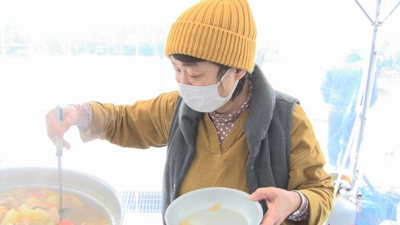避難所での炊き出し