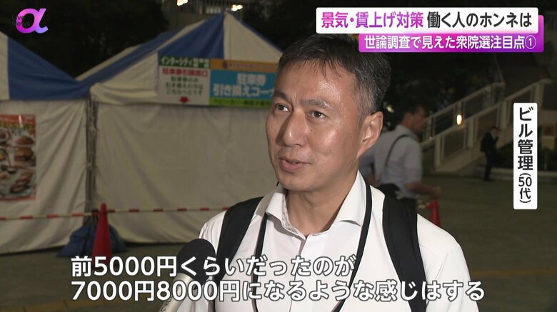 スーパーでのまとめ買いで物価高騰を感じると話すビル管理の50代