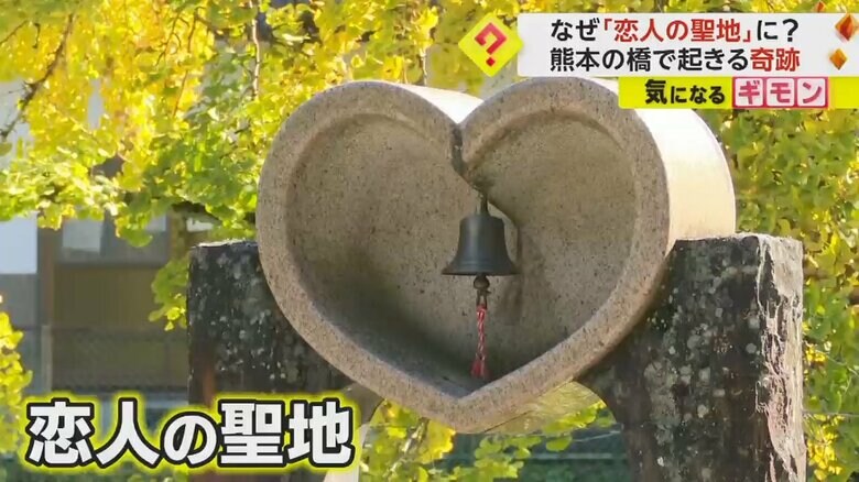 “恋人の聖地”として知られている、熊本県美里町の二俣橋にあるハート型の鐘