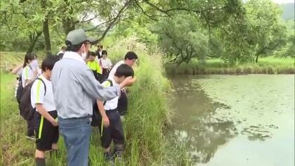 「駆除活動に参加したい」延岡市の中学生が家田湿原で学習　絶滅危惧種を守る大切さを学び、未来へつなぐ