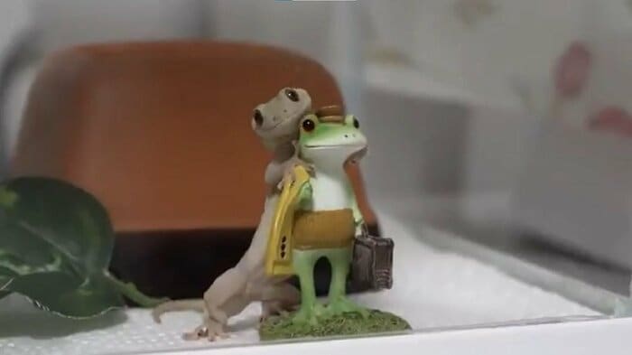 旅に出るカエルに寄り添うヤモヤモちゃん