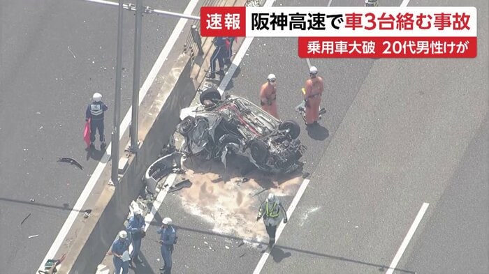 阪神高速5号湾岸線下り(大阪市此花区 13日午前)