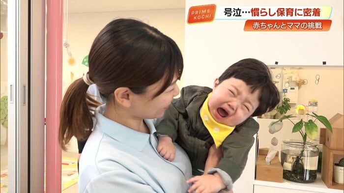 保育士さんに抱っこされた瞬間、号泣!!
