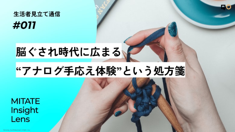 生活者見立て通信#011「脳ぐされ時代に広まる“アナログ手応え体験”という処方箋」を公開