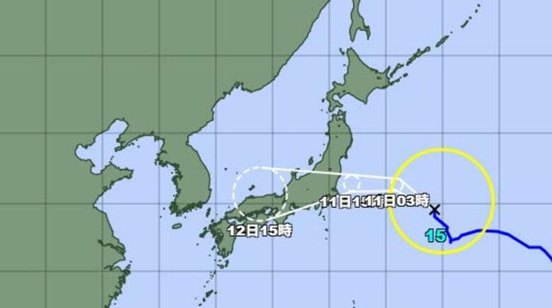 【台風情報】台風15号の進路と影響は？11日に東北・関東地方に上陸する可能性　気象予報士「警報級の大雨や暴風のおそれも」｜FNNプライムオンライン