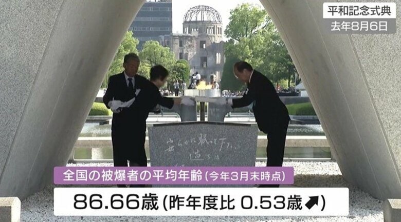 全国の被爆者の平均年齢 ８６．６６歳に　１年間で約８０００人減少　「記憶の継承」が課題｜FNNプライムオンライン