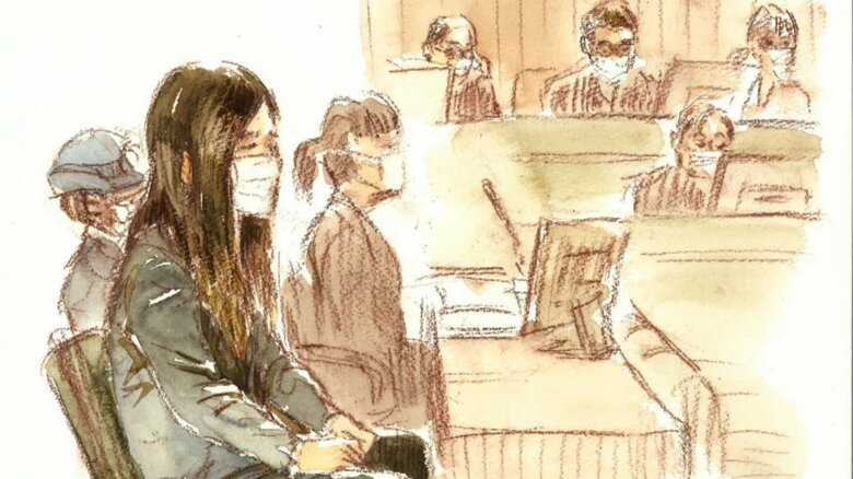初公判で梯沙希被告(26)は起訴内容を認めた(イラスト:大橋由美子)