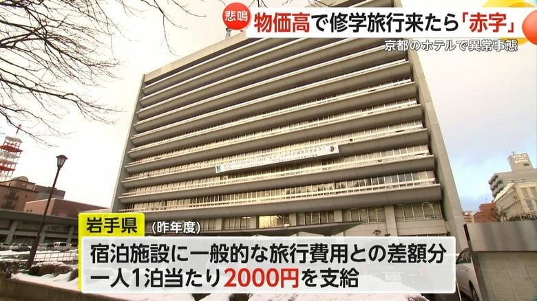 1人1泊2000円を支給していた岩手県