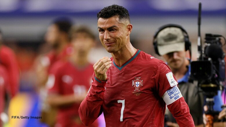 試合後、涙を流したポルトガル代表のクリスティアーノ・ロナウド選手