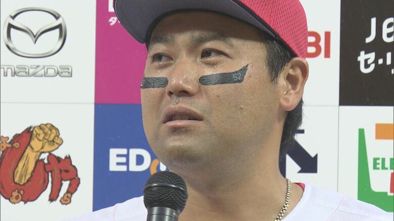 ヒーローインタビューで涙を流す末包昇大