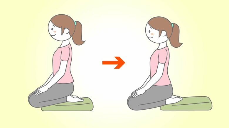 正座でかかとすねストレッチ