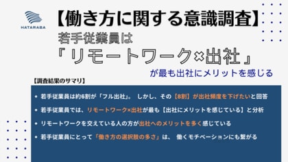 若手従業員はリモートワークを交えた方が【出社にメリット】を感じやすい!出社頻度から見えてきたもの