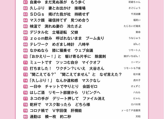 サラリーマン川柳“ベスト100”(提供:第一生命保険)