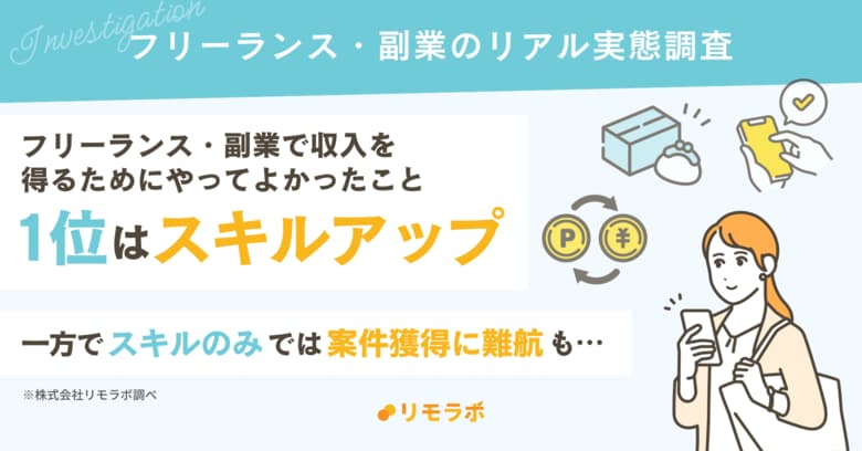 フリーランス・副業で収入を得るためにやってよかったことランキング！1位スキルアップ、2位情報収集｜フリーランス・副業の実態調査