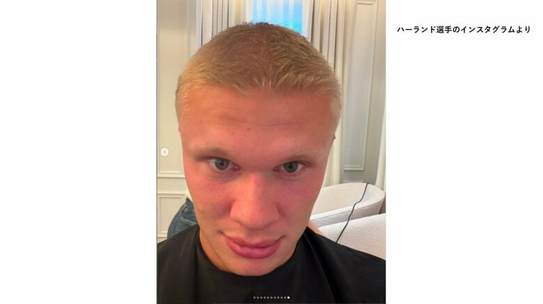 短髪姿に変身（ハーランド選手のインスタグラムより）