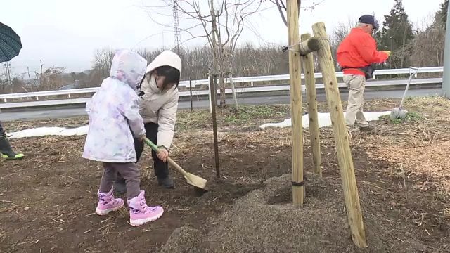全国から集まったオーナーがサクラの木を植樹