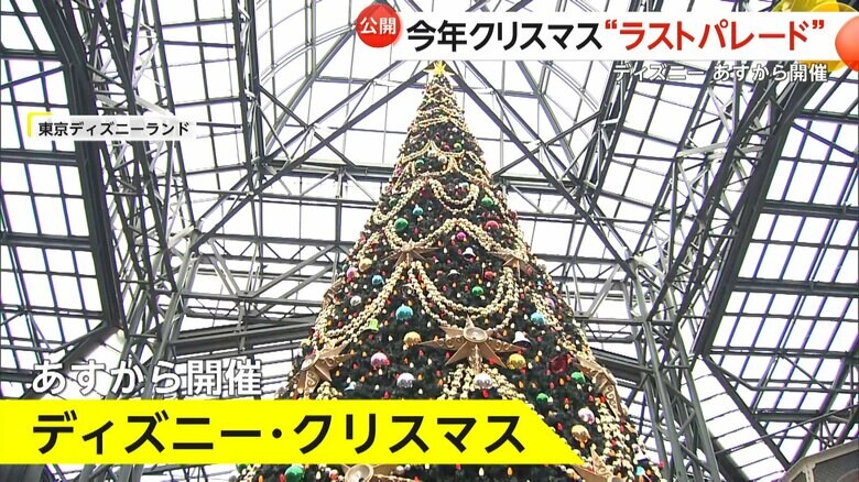 クリスマスツリーが飾られた東京ディズニーランド