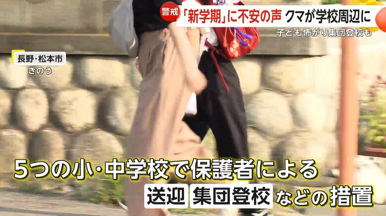 長野・松本市の5つの小・中学校では、保護者による送迎や集団登校の措置がとられた