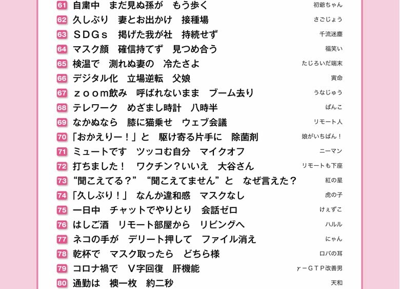 サラリーマン川柳“ベスト100”（提供：第一生命保険）