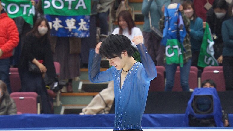 フリー演技後にガッツポーズ（2023年全日本選手権）