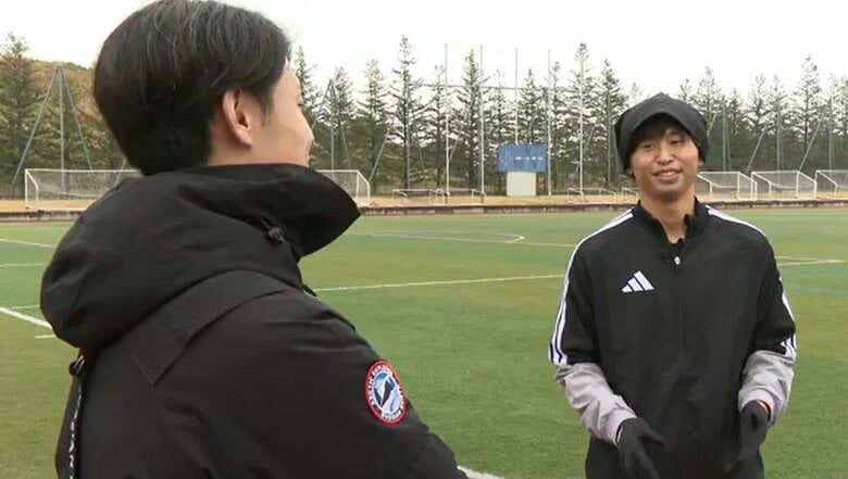 自主練習後、仙台放送のインタビューに答えてくれた郷家選手