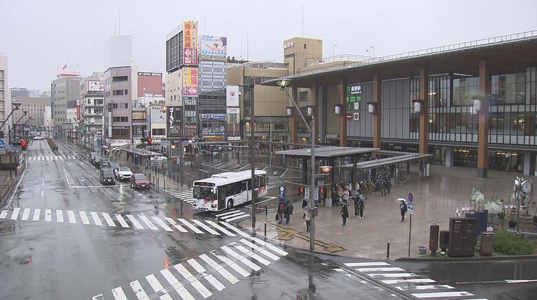 長野駅前のバスロータリー（1月21日）
