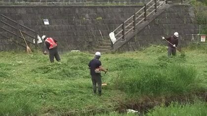 クマ出没に備え 河川敷で刈り払い　 盛岡市で東北絆祭り開催前に　岩手県