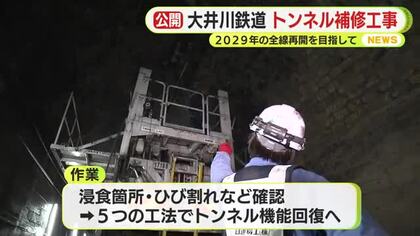 大井川鉄道　トンネル補修工事を公開　2029年の全線再開を目指して　「着実に進めたい」