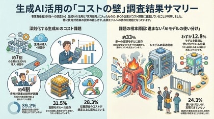 【550名調査】生成AIコスト、約4割が「費用対効果の説明困難」と回答
