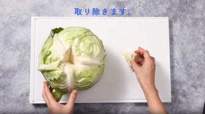包丁で芯の周りに数回に切り込みを入れて取り外す(画像提供:貝印)