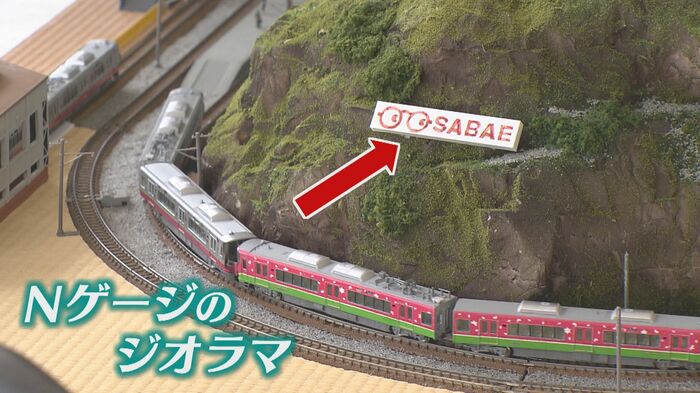 鯖江のシンボル看板とハピラインの車両