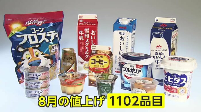 値上げとなる商品の一部