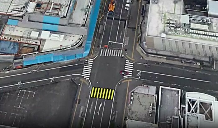 黄色く示されているのが改修される予定の横断歩道