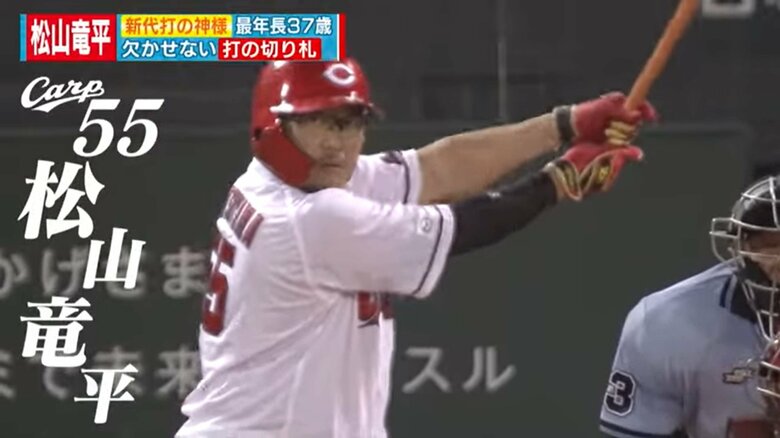カープ 最年長 松山竜平選手 “代打の神様”は「打てなくてもしょうがないと開き直って自分のバッティング」を貫く｜FNNプライムオンライン