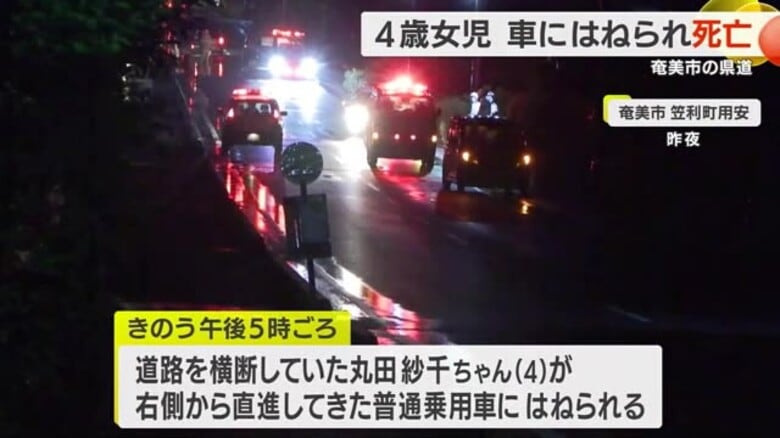 鹿児島・奄美市で道路を横断していた４歳女児が車にはねられ死亡｜FNNプライムオンライン
