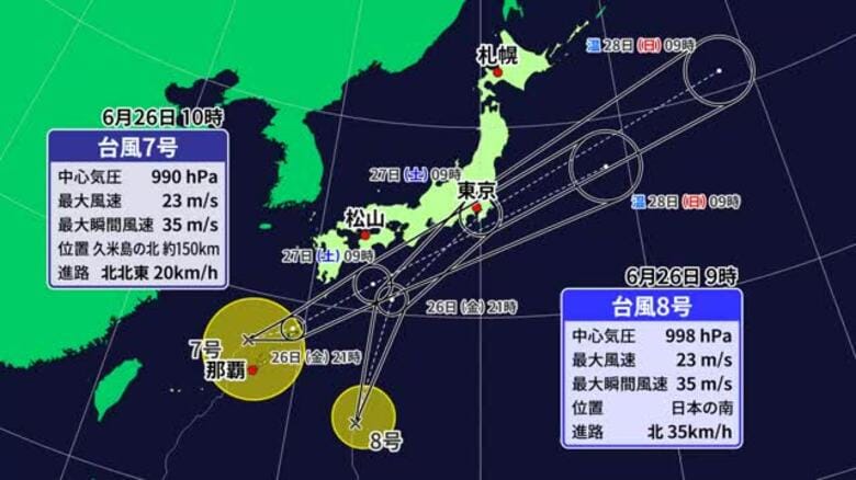 愛媛に２７日明け方～昼前に最接近の予想　台風７号最新情報　雷伴う激しい雨と土砂災害に注意【愛媛】｜FNNプライムオンライン