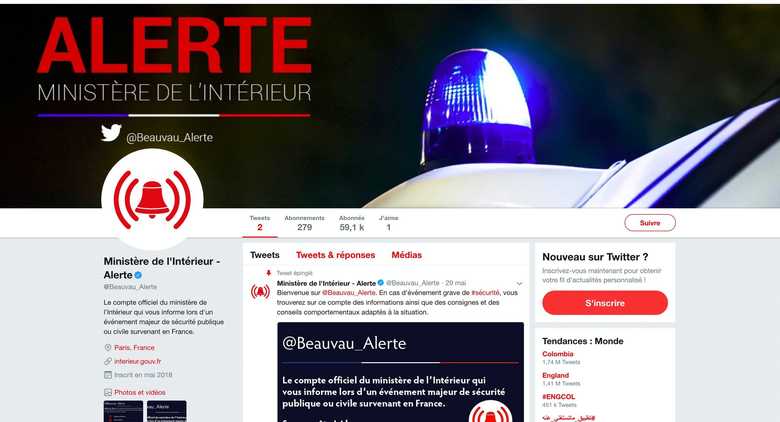フランス内務省 twitterより