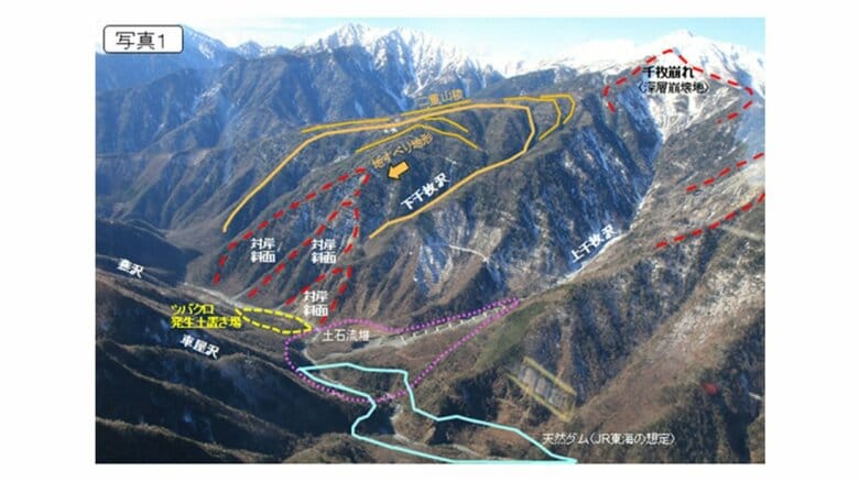 県専門部会での資料（土砂置き場周辺で崩落の怖れがある斜面）