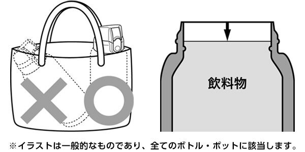 バッグには縦に入て、飲料水を入れていい目安は飲み口の2センチ下まで（提供：和平フレイズ）